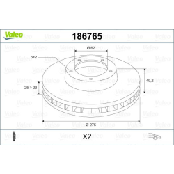 186765 VALEO Тормозной диск