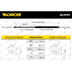ML5992 MONROE Газовая пружина, капот