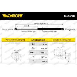 ML5998 MONROE Газовая пружина, заднее стекло