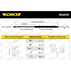ML6020 MONROE Газовая пружина, крышка багажник