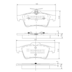 N3613022 NIPPARTS Комплект тормозных колодок, дисковый тормоз