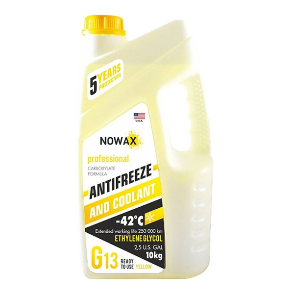 Nowax G13 желтый -42 °C, 10 л (NX10007) готовый антифриз