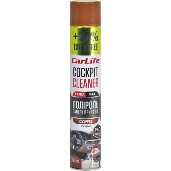 Поліроль для салону Carlife Cockpit Cleaner Extra Mat кава 750 мл CF776