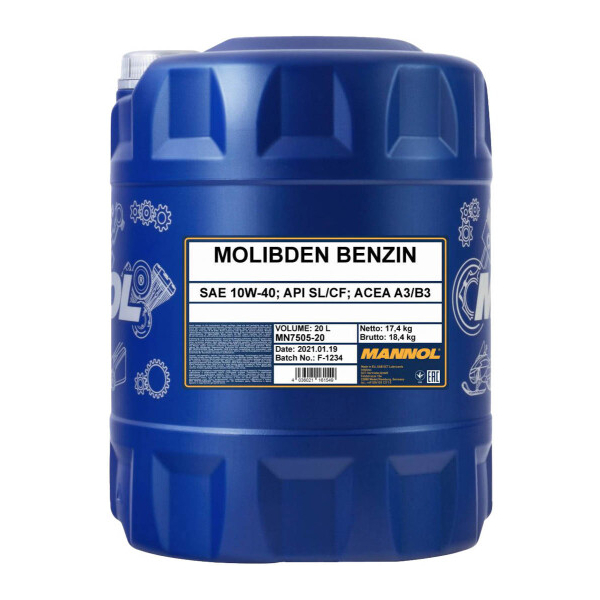 Mannol Molibden Benzin 10W-40 20 л, (MN7505-20) моторное масло