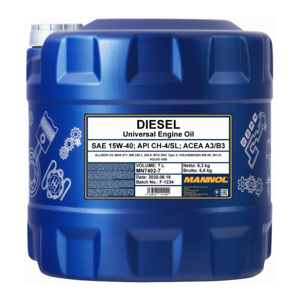 Mannol Diesel 15W-40 7 л, (MN7402-7) моторное масло