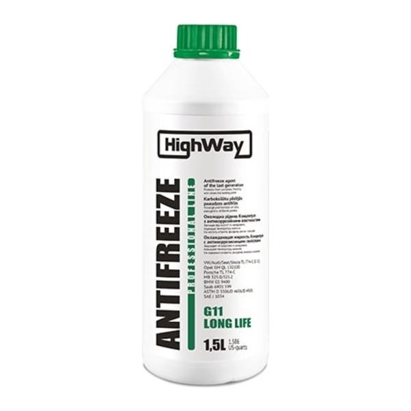 HighWay Long Life G11 зеленый, 1,5 л концентрат антифриза