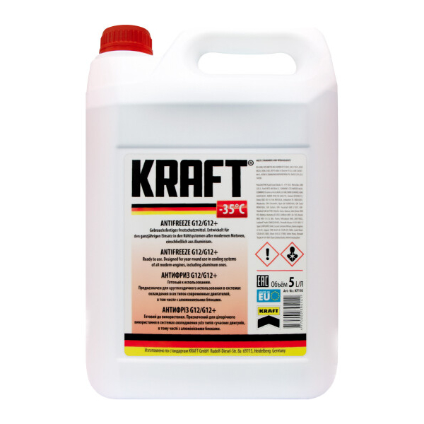Готовый антифриз KRAFT G12/G12+ красный -35 °C