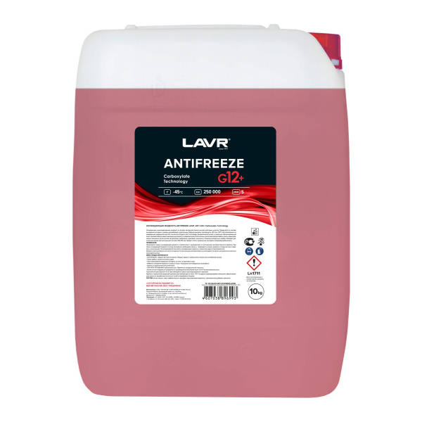 Готовый антифриз Lavr Carboxylate Technology G12+ красный -45 °C