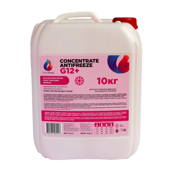 NanoFrost Concentrate G12+ розовый, 10 л концентрат антифриза